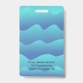 会社ID 従業員写真ロゴ 青い波 名前 バッジ (裏面)