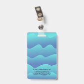 会社ID 従業員写真ロゴ 青い波 名前 バッジ (裏面 （クリップ付）)