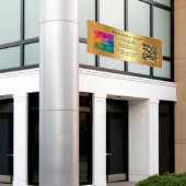 会社QRコードロゴ名金ゴールドテンプレート屋外 横断幕 (ビルの外側)