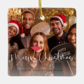 会社QRコード写真メリークリスマスギベウェイ セラミックオーナメント (正面)