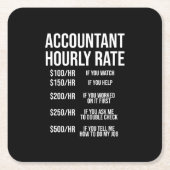 会計おもしろい士時給会計CPAユーモア スクエアペーパーコースター (正面)