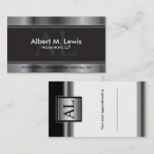 会計のアポイントメントカードの銀のモノグラム 予約カード (正面/裏面)