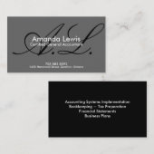 会計の名刺-モノグラムの黒及び白 名刺 (正面/裏面)