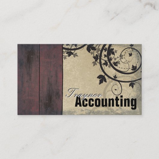 会計の名刺-ヴィンテージの納屋板 名刺 (正面)