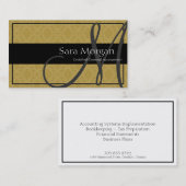 会計の名刺-上品なモノグラムのダマスク織 名刺 (正面/裏面)