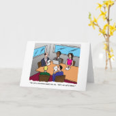 会計の漫画の挨拶状 カード (黄色い花)