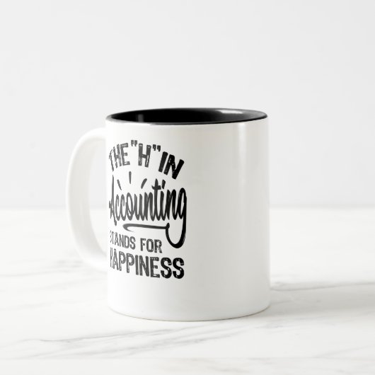 会計のHは幸福の略 ツートーンマグカップ (正面左)