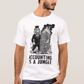 "会計はジャングル" 面白いトラの会計士 Tシャツ (正面)