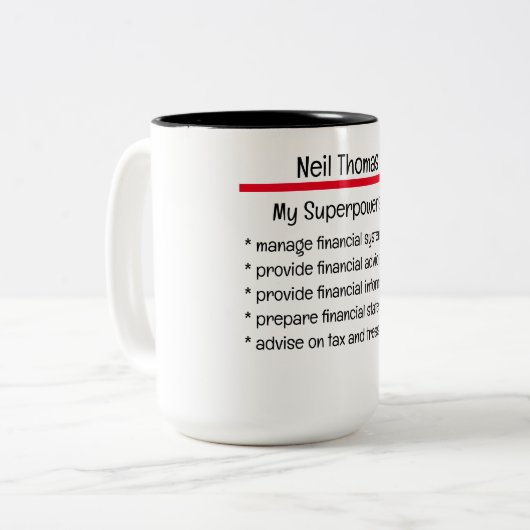 会計は私の超大国カスタムの贈り物 ツートーンマグカップ (正面左)