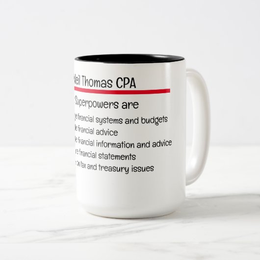 会計は私の超大国カスタムの贈り物 ツートーンマグカップ (正面右)