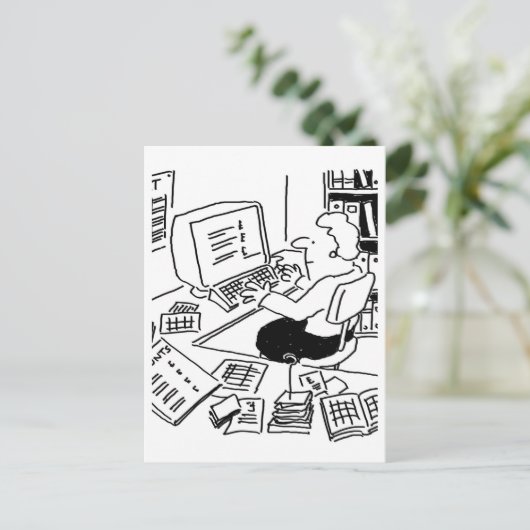 会計または会社員漫画 ポストカード (スタンド正面)