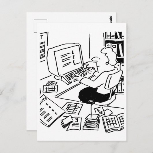 会計または会社員漫画 ポストカード (正面/裏面)
