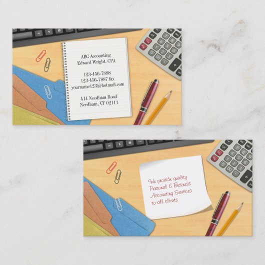 会計オフィスワークデスク名刺 名刺 (正面/裏面)