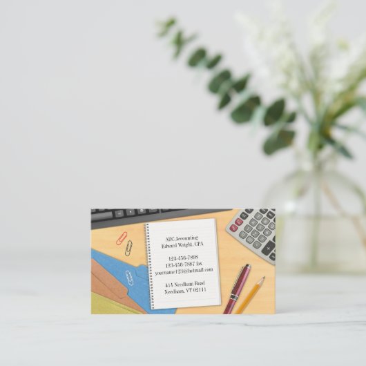 会計オフィスワークデスク名刺 名刺 (スタンド正面)