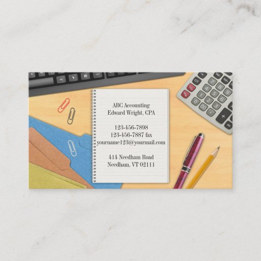 会計オフィスワークデスク名刺 名刺 (正面)