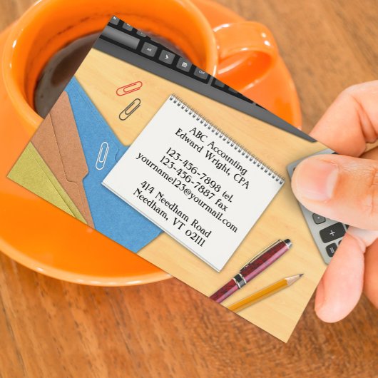 会計オフィスワークデスク名刺 名刺