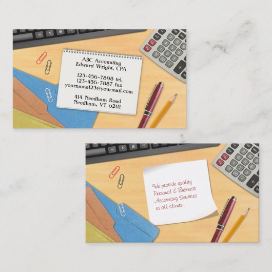 会計オフィスワークデスク名刺 名刺 (正面/裏面)