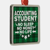 会計カレッジ学生グリーンプレイドクリスマス メタルオーナメント (右)