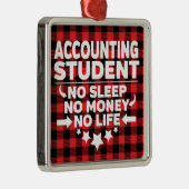 会計カレッジ学生赤い格子縞のクリスマス メタルオーナメント (右)