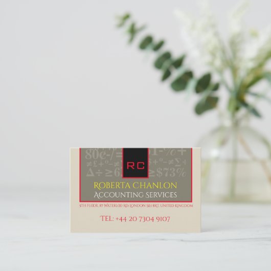 会計モノグラムのユーロ名刺 名刺 (スタンド正面)