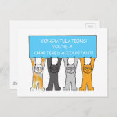 会計士おめでとう漫画の猫 ポストカード (正面/裏面)