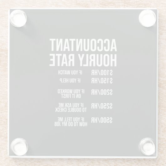 会計士おもしろい時給会計CPAユーモア ガラスコースター (裏面)