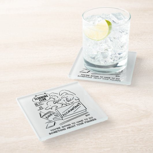 会計士が痩身クラブCoaで本をチェック ガラスコースター (アングル)