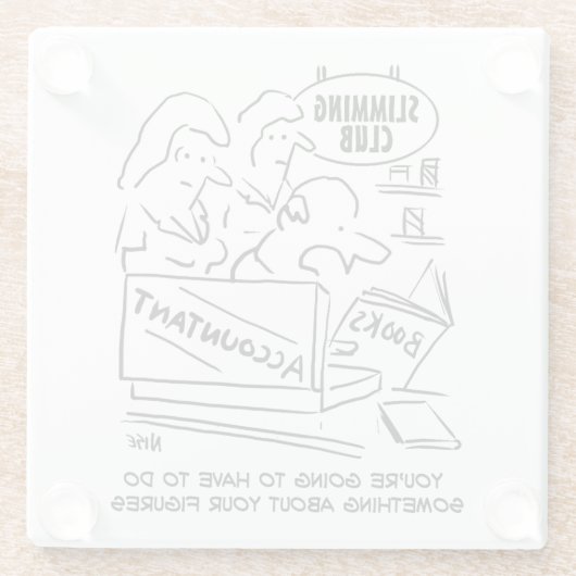 会計士が痩身クラブCoaで本をチェック ガラスコースター (裏面)