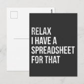 会計士のためのユーモアのあるスプレッドシートジョーク会計 ポストカード (正面/裏面)