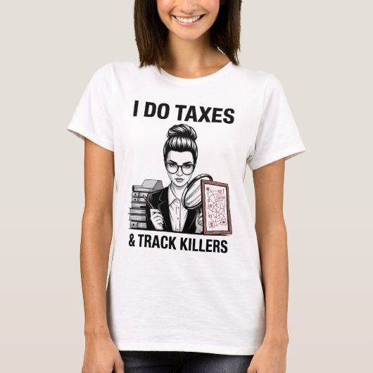 会計士のブラックジョーク CPA 真犯人探しマニア Tシャツ (正面)