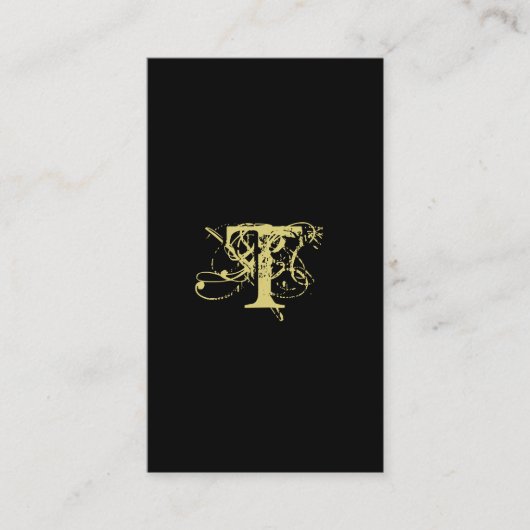 会計士の名刺のモノグラムの黒の金ゴールド 名刺 (正面)