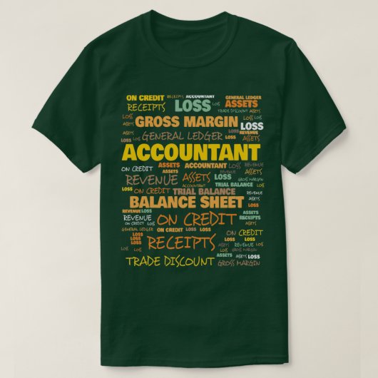 会計士の専門用語Accountant一般に使用される Tシャツ (デザイン正面)