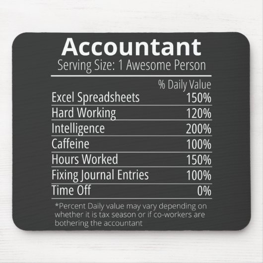 会計士の栄養事実、栄養事実 マウスパッド (正面)