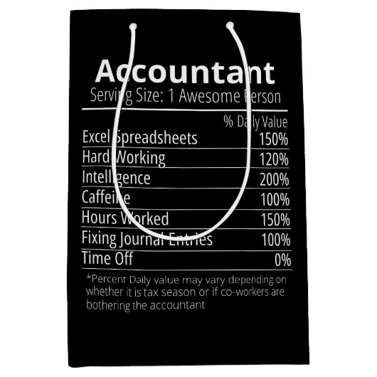 会計士の栄養事実、栄養事実 ミディアムペーパーバッグ (正面)