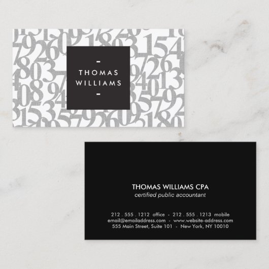 会計士の灰色の抽象芸術番号、会計 名刺 (正面/裏面)