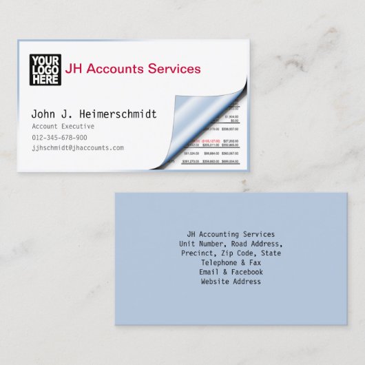 会計士の簿記係のピーバックバランスシート 名刺 (正面/裏面)