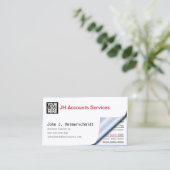会計士の簿記係のピーバックバランスシート 名刺 (スタンド正面)