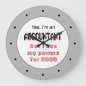 会計士の電源おもしろいオフィスの壁時計 ラージ壁時計 (正面)