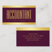 会計士エレガントブルゴーニュと金ゴールド 名刺 (正面/裏面)