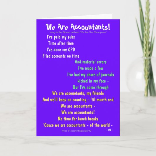 会計士クリスマス会計ソングパロディ語 シーズンカード (正面)