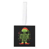 会計士クリスマス小妖精や小人 キューブオーナメント (正面)