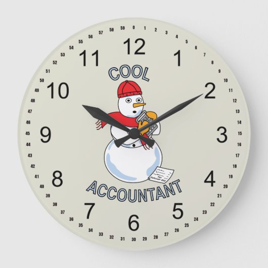 会計士クール雪だるま ラージ壁時計 (正面)