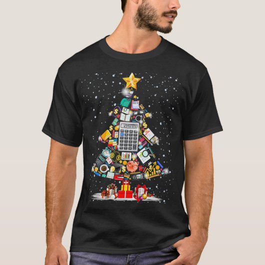 会計士サンタナンバーズクリスマスツリーCPAアカウント Tシャツ (正面)