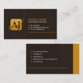 会計士サービス – 茶色と収穫黄色 名刺 (正面/裏面)