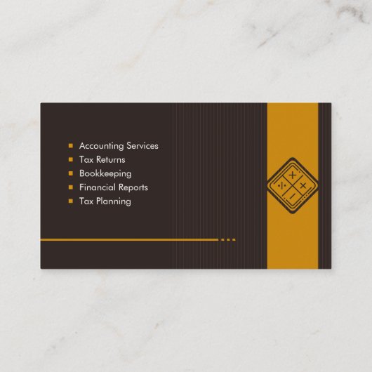 会計士サービス – 茶色と収穫黄色 名刺 (裏面)