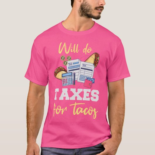 会計士タコス 面白い CPA EA 税金 タコス好き Tシャツ (正面)