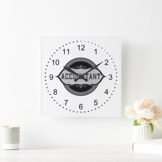 会計士ドルシンボルや象徴エンブレム スクエア壁時計 (ホーム)