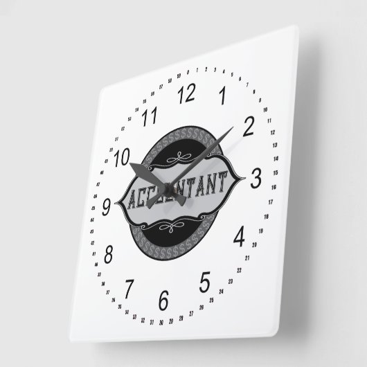 会計士ドルシンボルや象徴エンブレム スクエア壁時計 (傾斜)