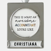 会計士パーソナライズされた計おもしろい素晴らし理士 シルバープレートバナーオーナメント (正面)
