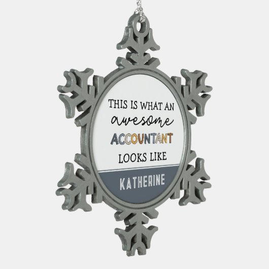 会計士パーソナライズされた計おもしろい素晴らし理士 スノーフレークピューターオーナメント (左)
